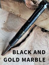 Load image into Gallery viewer, Handmade Pen - Black and Gold Marble Click Rollerball Pen